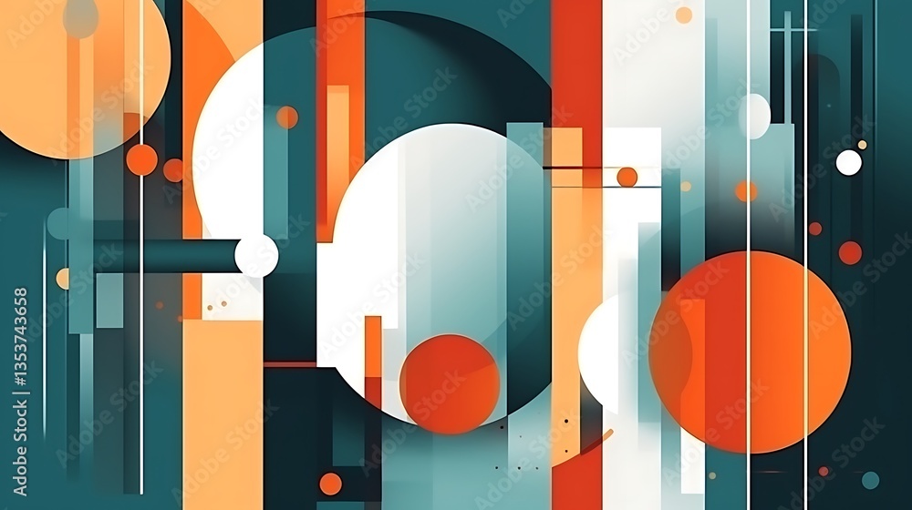 Poster abstract geometric composition with circles and lines