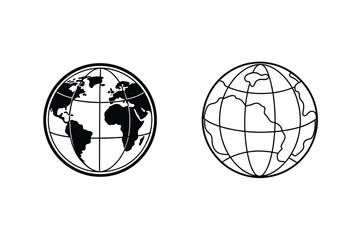 Global Map Icons Earth Globe Illustrations, World Representations