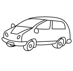 Cute cartoon hand drawn vector car coloring page.