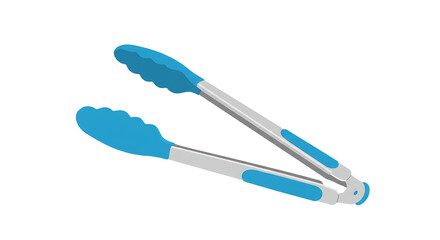 Using Blue Cooking Tongs Utensil Tool for Grilling or Serving Food