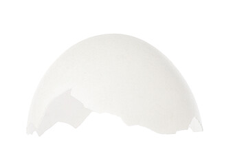 One piece of broken eggshell isolated on white