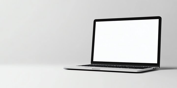 Sleek Laptop on White Background: Minimalist Tech Image
