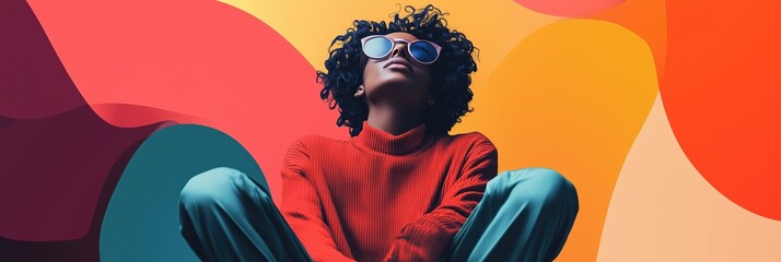 Dynamic campaign banner featuring a confident individual in an urban setting