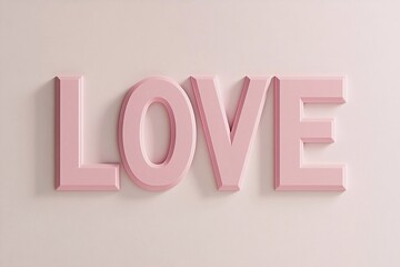 
A modern, minimalist design featuring the word "LOVE" in bold letters with soft pink hues on a white background