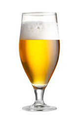 Glass of fresh beer with foam isolated on white