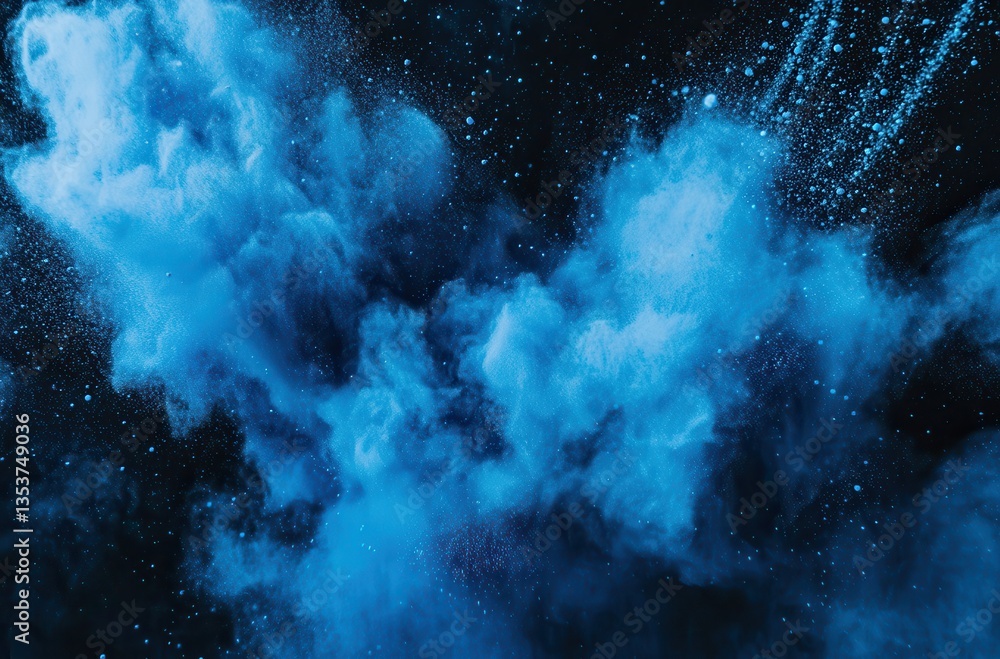 Poster majestic abstract blue smoke clouds against a dark background creating an ethereal and dreamlike atm