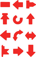 Collection of red arrows pointing in various directions