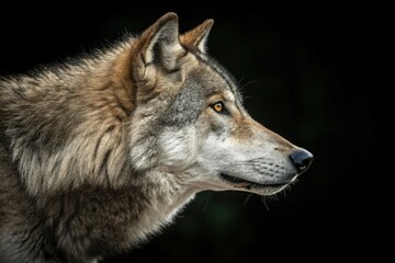 Fototapeta premium Majestic Wolf Gazing Into the Distance at Dusk Generative AI
