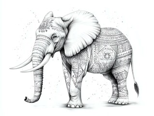 Fototapeta premium An intricately designed elephant showcasing artistic patterns, symbolizing strength and grace in wildlife.
