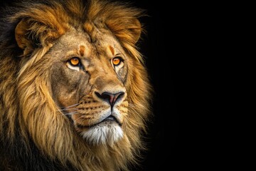 Fototapeta premium Majestic Lion Displaying Pride and Strength in Peaceful Habitat Generative AI