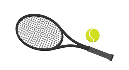 Tennis Racket and Ball Illustration on White Background for Sport Promotion