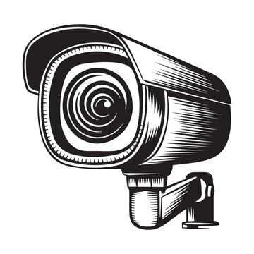 CC tv camera silhouette vector illustration isolated on white background