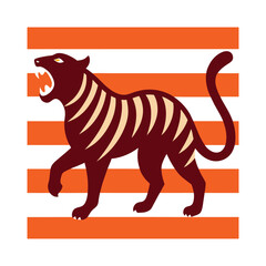 Obraz premium tiger on white retro striped vintage