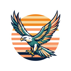 Obraz premium eagle with retro striped vintage