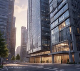 Annual report background with a corporate building , officebackground, office