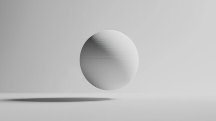 A white sphere with a subtle texture floats in a gray background.
