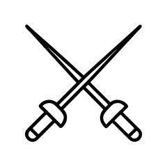 Crossed Fencing Swords in Minimalist Style  