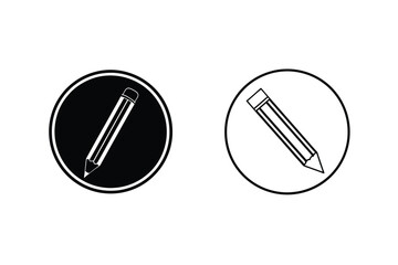 Pencil Icons Black, White, Circle, Edit, Write, Design, Draw, Symbol, Graphic, Elements