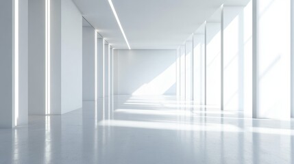 Bright and Spacious Modern Interior with Clean White Walls and Light