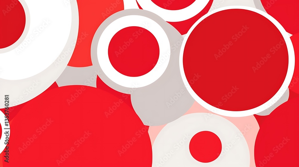Poster abstract red and white circle pattern design