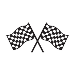 Fototapeta premium Crossed checkered flag silhouette vector illustration isolated on white background