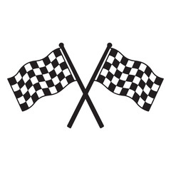 Crossed checkered flag silhouette vector illustration isolated on white background