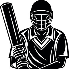 Obraz premium Cricket Batsman Swinging for a Shot , black colour vactor