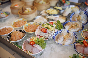 Dim Sum Selection on Ice, Asian Food