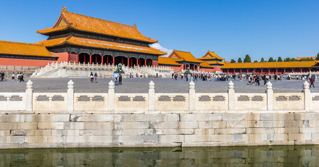 Panorama of the Hall of Supreme Harmony in the Forbidden City in Beijing, China