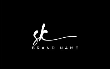 SK letter beauty handwriting vector logo.