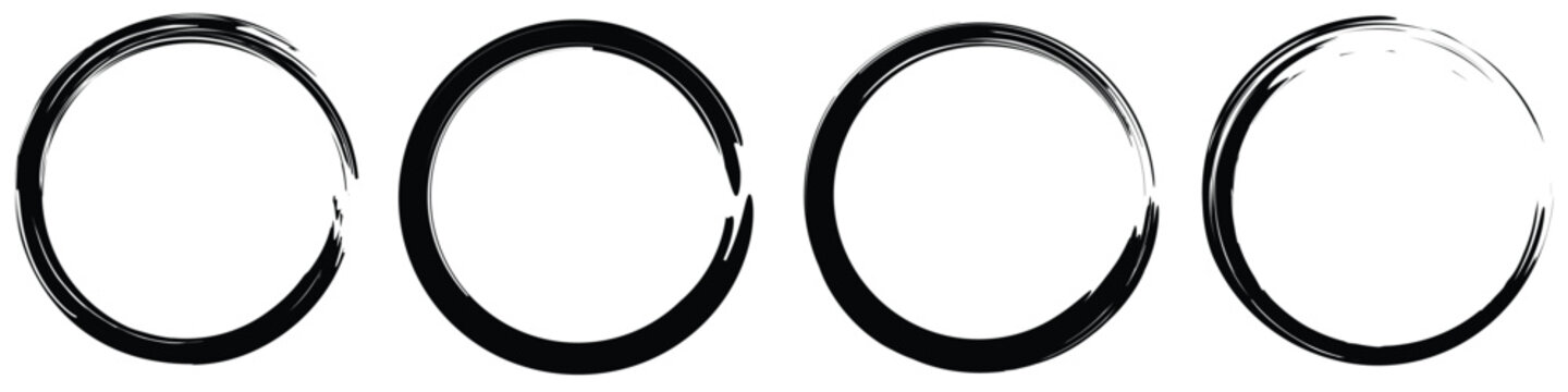 Hand drawn circle line sketch set. Circular vector image. Hand drawn circle with doodle patterns. Vector brush strokes circles of paint.