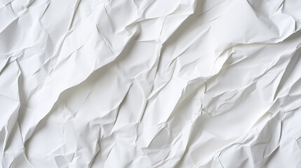 Obraz premium White wrinkled and glued paper texture background, with visible folds and creases adding a tactile quality