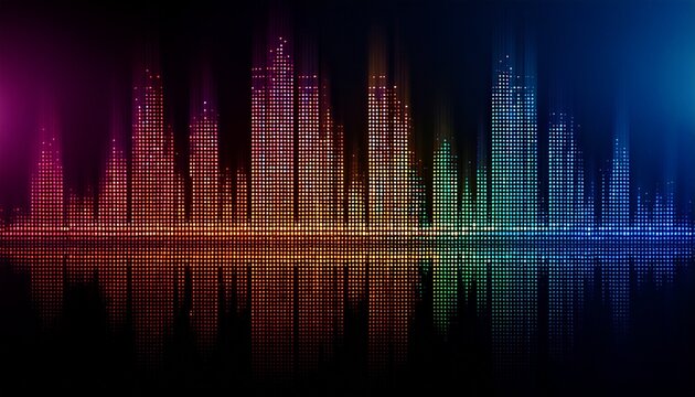 abstract multicolored dot equalizer on dark background