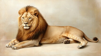 Obraz premium Classic 19th-century etching of a mighty lion, featuring soft cross-hatching, subtle gradients, and elegant handwritten labels.