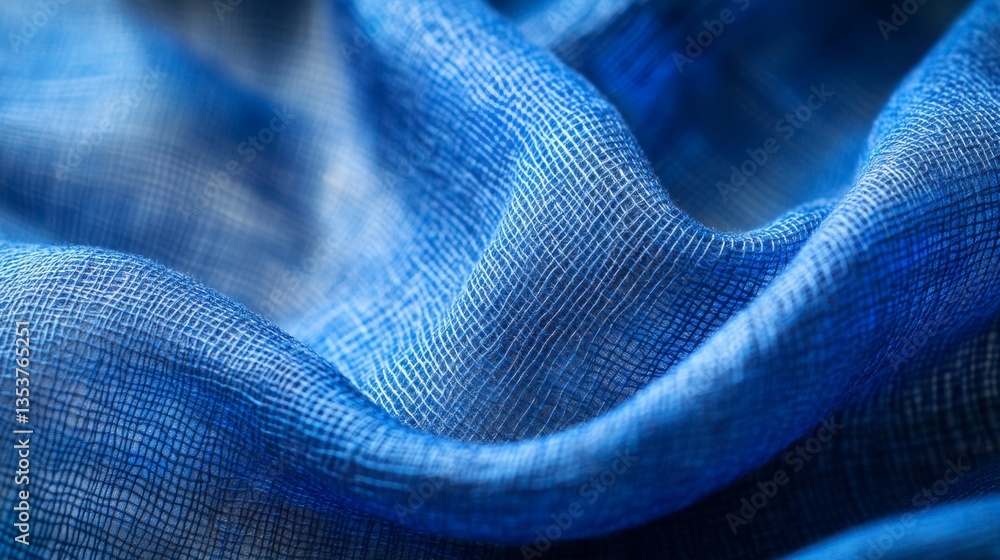 Poster close-up of soft blue textile with elegant woven pattern and texture