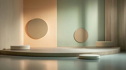 Minimalist beige & green room display