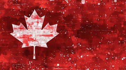 Abstract Canadian Flag Art: Red Maple Leaf on a Textured Background
