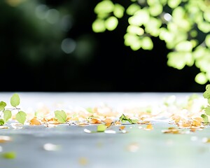 Spring leaves for table, nature background.