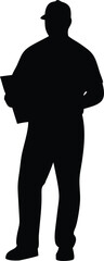 Standing engineer silhouette vector on white background