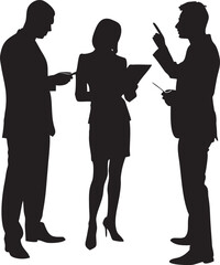 Black silhouettes of business people and a woman illustration, vector group