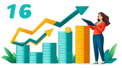 Business Growth Woman Graph.