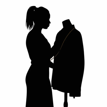 black silhouette tailor measuring jacket clip art preview