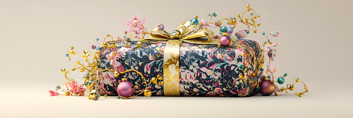 Elegant Presentation: Intricately Wrapped Gift Captures the Joy of Thoughtful Giving
