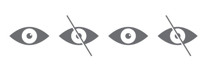 Eye icon in flat line set. Eyesight symbol vector for apps or website. Retina, cornea scan eye icons. Simple eyes silhouette see view vision sight look sign isolated on transparent background