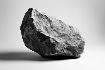 Fototapeta premium A large gray rock is isolated against a white background
