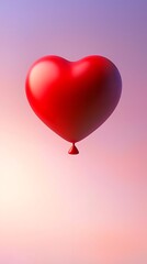 Red Heart Balloon for Sunset Sky. (1)