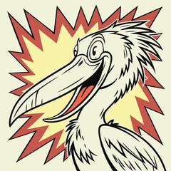  Bold Pop Art Shoebill Stork with a Massive, Comic-Style Grinning Beak