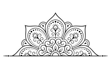 Circular pattern in form of mandala with flower for Henna, Mehndi, tattoo, decoration. Decorative ornament in ethnic oriental style. Outline doodle hand draw vector illustration.