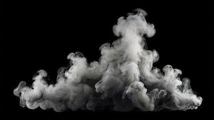 Abstract Smoke Swirls: Dramatic White Emission on Black Background