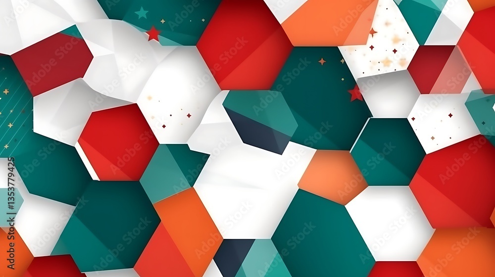 Poster abstract hexagon pattern colorful geometric design
